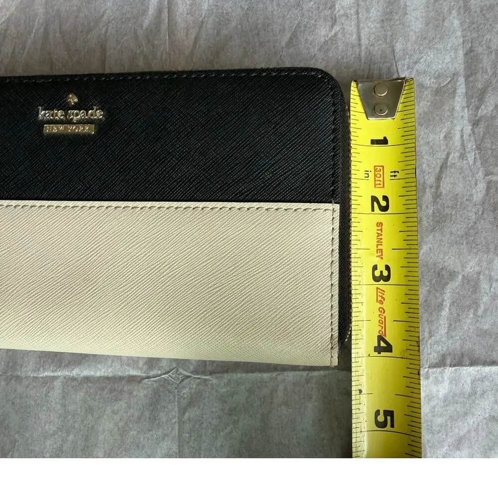 Kate Spade Cameron Street Lacey Color Block Saffiano Leather Wallet Black Cream
